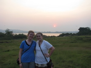 One of my best friends and I in front of Lake Victoria.